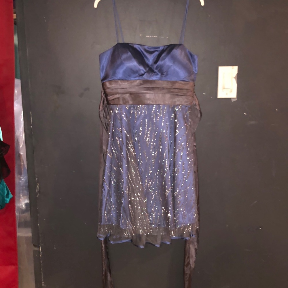 Formal blue and grey dress